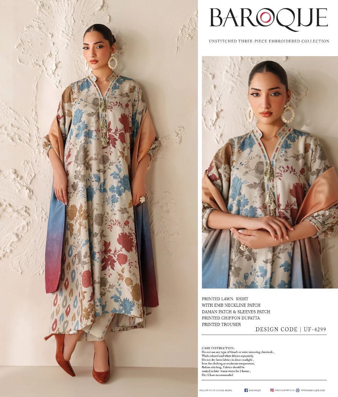 Baroque Premium Lawn Ladies Suit – Elegant Collection B1