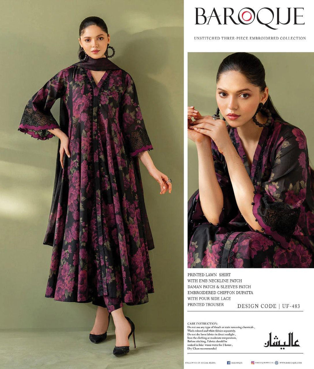 Baroque 3-Piece Lawn Suit – Premium Printed Collection