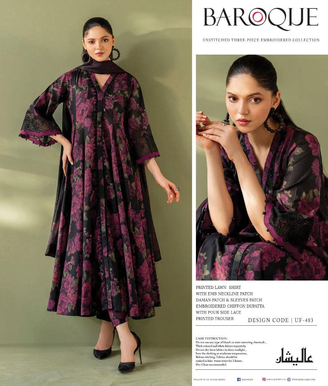 Baroque 3-Piece Lawn Suit – Premium Printed Collection