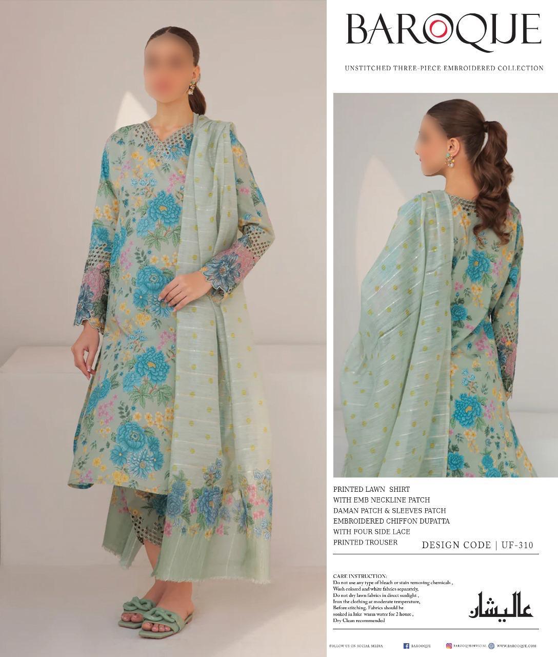 Baroque 3-Piece Lawn Suit – Premium Printed Collection