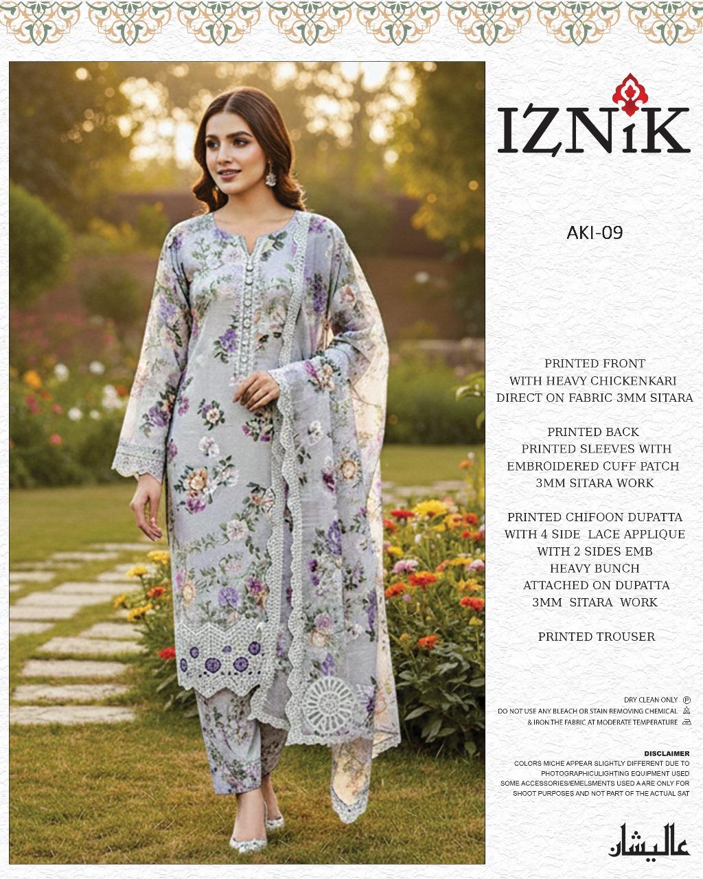 Iznik Luxury Printed Lawn Suit for Women I4
