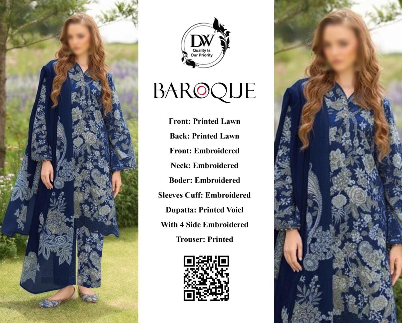 Baroque Premium Lawn Ladies Suit – Elegant Collection B5