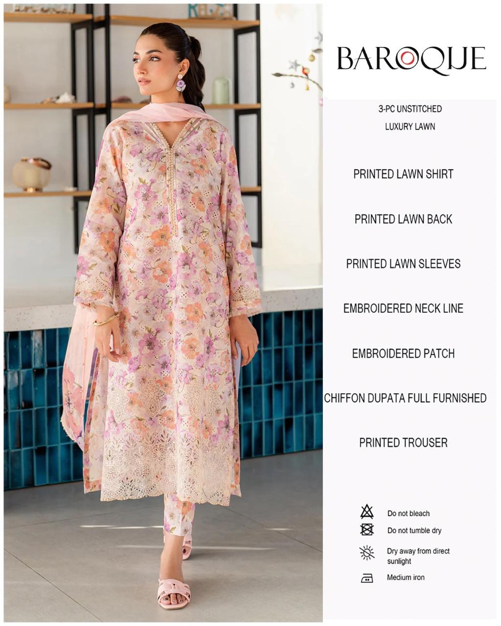 Baroque Premium Lawn Ladies Suit – Elegant Collection B6